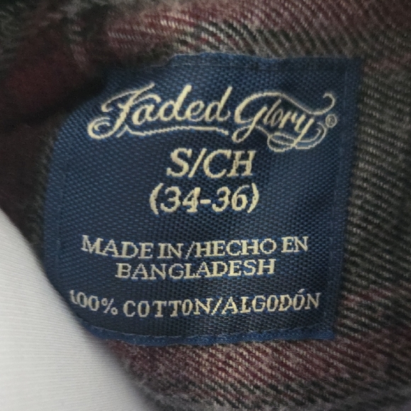 Faded Glory Red and Gray S/CH (34-36) Plaid Shirt - Picture 2 of 7